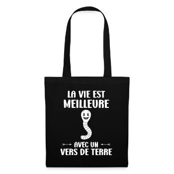 Humour ver de terre - Sac en tissu - noir - Devant