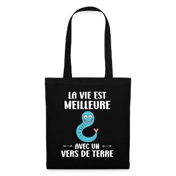 Humour ver de terre - Sac en tissu - noir - Devant