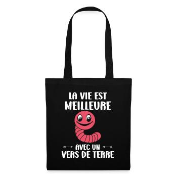Humour ver de terre - Sac en tissu - noir - Devant