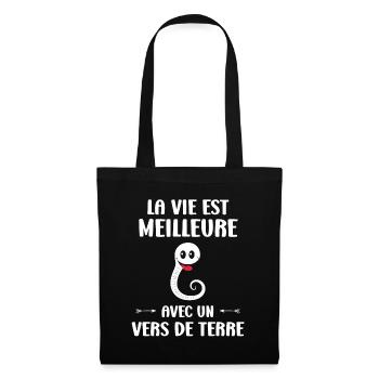 Humour ver de terre - Sac en tissu - noir - Devant