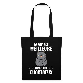 Humour chat chartreux - Sac en tissu - noir - Devant