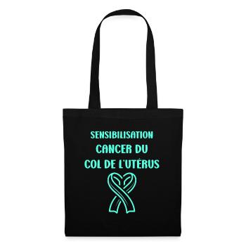 Sensibilisation au cancer du col de l'utérus - Sac en tissu - noir - Devant