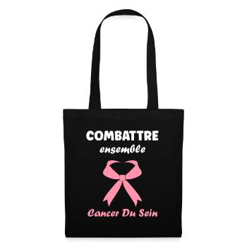 Sensibilisation cancer du sein - Sac en tissu - noir - Devant