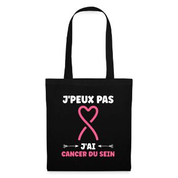 Sensibilisation cancer du sein - Sac en tissu - noir - Devant