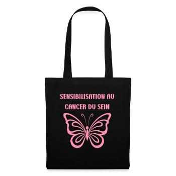 Sensibilisation cancer du sein - Sac en tissu - noir - Devant