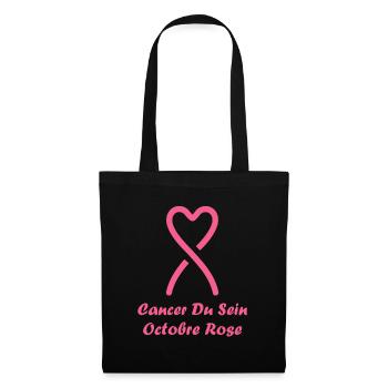 Sensibilisation cancer du sein - Sac en tissu - noir - Devant