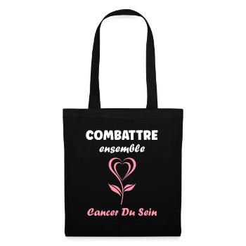 Sensibilisation cancer du sein - Sac en tissu - noir - Devant