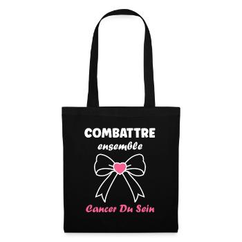 Sensibilisation cancer du sein - Sac en tissu - noir - Devant