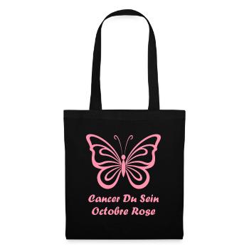 Sensibilisation cancer du sein - Sac en tissu - noir - Devant