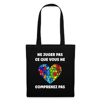 sensibilisation a l'autisme autiste - Sac en tissu - noir - Devant