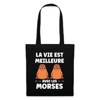 Animal humour Morse - Sac en tissu - noir - Devant