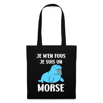 Animal humour Morse - Sac en tissu - noir - Devant