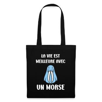 Animal humour Morse - Sac en tissu - noir - Devant