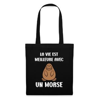 Animal humour Morse - Sac en tissu - noir - Devant