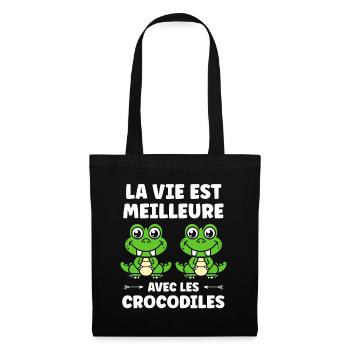 Humour Crocodile - Sac en tissu - noir - Devant