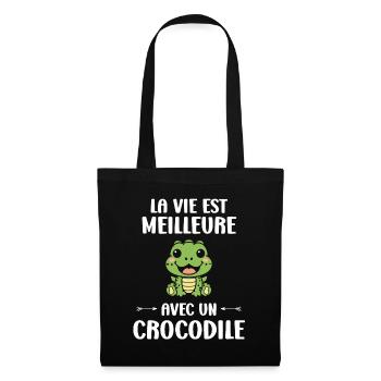 Humour Crocodile - Sac en tissu - noir - Devant