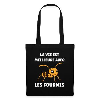 Humour fourmis - Sac en tissu - noir - Devant