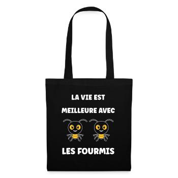 Humour fourmis - Sac en tissu - noir - Devant