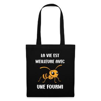 Humour fourmis - Sac en tissu - noir - Devant
