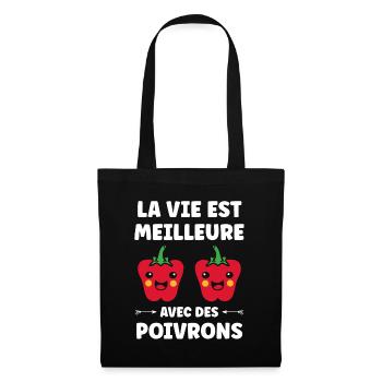 Humour poivron - Sac en tissu - noir - Devant