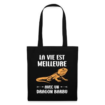 Dragon barbu - Sac en tissu - noir - Devant