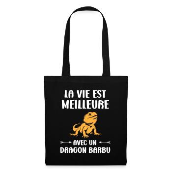 Dragon barbu - Sac en tissu - noir - Devant