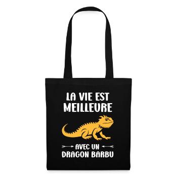 Dragon barbu - Sac en tissu - noir - Devant