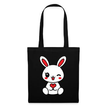 Kleiner Baby-Hase - Stoffbeutel - Schwarz - Vorne