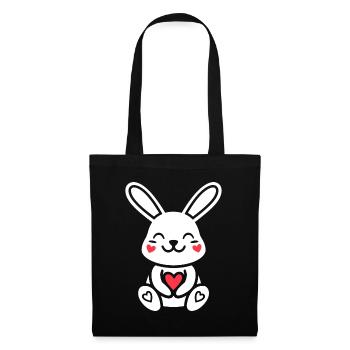 Kleiner Baby-Hase - Stoffbeutel - Schwarz - Vorne