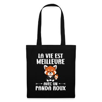 Panda roux - Sac en tissu - noir - Devant