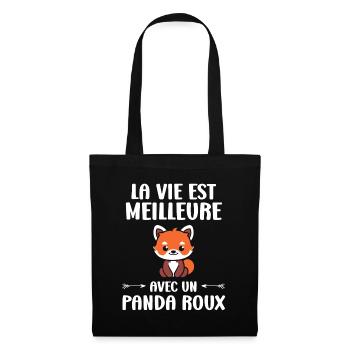 Panda roux - Sac en tissu - noir - Devant