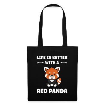 Panda roux - Sac en tissu - noir - Devant