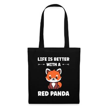 Panda roux - Sac en tissu - noir - Devant