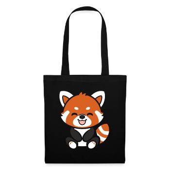 Panda roux - Sac en tissu - noir - Devant