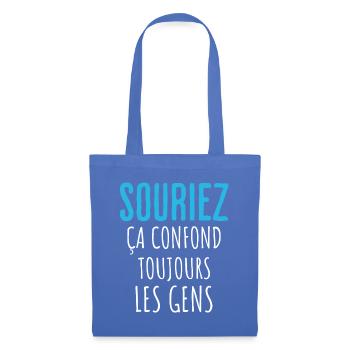 Humour Positivité Sourire - Sac en tissu - bleu pâle - Devant
