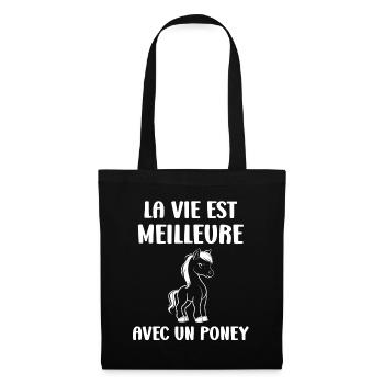 Humour poney - Sac en tissu - noir - Devant