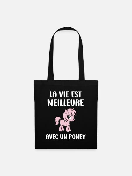 Humour poney - Sac en tissu - noir