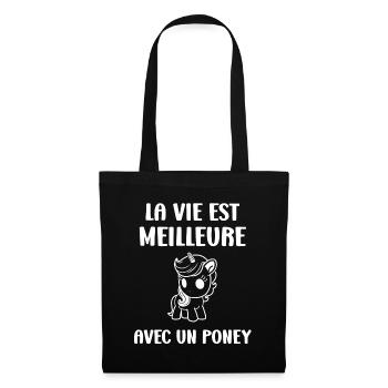 Humour poney - Sac en tissu - noir - Devant