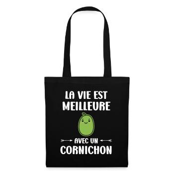 cornichon - Sac en tissu - noir - Devant