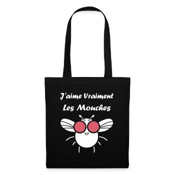 Insecte Citation humour mouche - Sac en tissu - noir - Devant