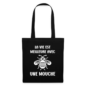 Insecte Citation humour mouche - Sac en tissu - noir - Devant