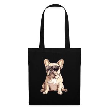 Lustig French Bulldog Französische Bulldogge Hund - Stoffbeutel - Schwarz - Vorne