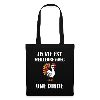 Dinde - Sac en tissu - noir - Devant