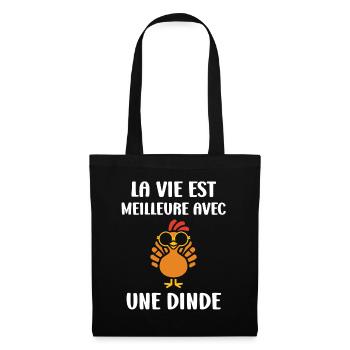 Dinde - Sac en tissu - noir - Devant