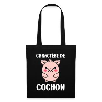 cochon - Sac en tissu - noir - Devant