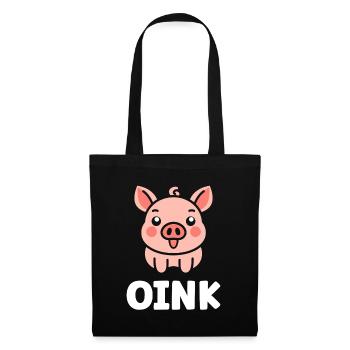 cochon - Sac en tissu - noir - Devant