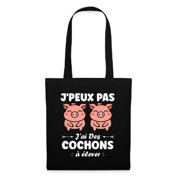 cochon - Sac en tissu - noir - Devant