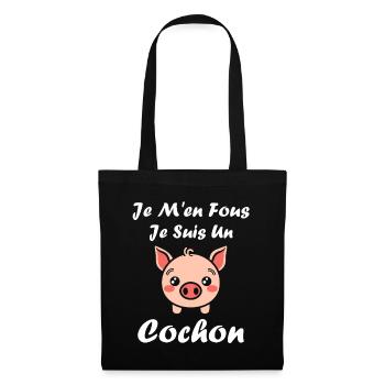 cochon - Sac en tissu - noir - Devant