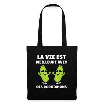 Humour Cornichon - Sac en tissu - noir - Devant