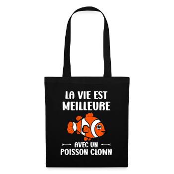 Humour Poisson rouge - Sac en tissu - noir - Devant